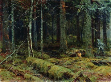 landscape Painting - dark forest 1890 classical landscape Ivan Ivanovich trees